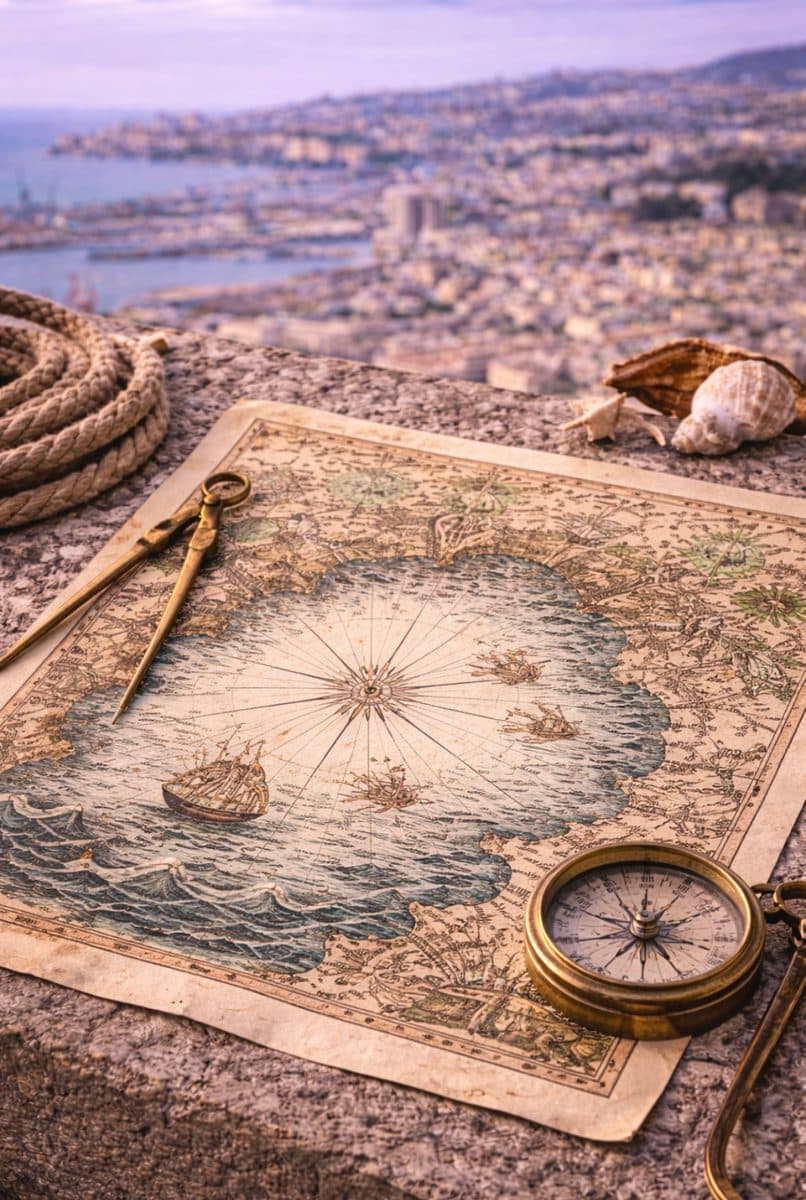Carta nautica o stampa cartografica storica
