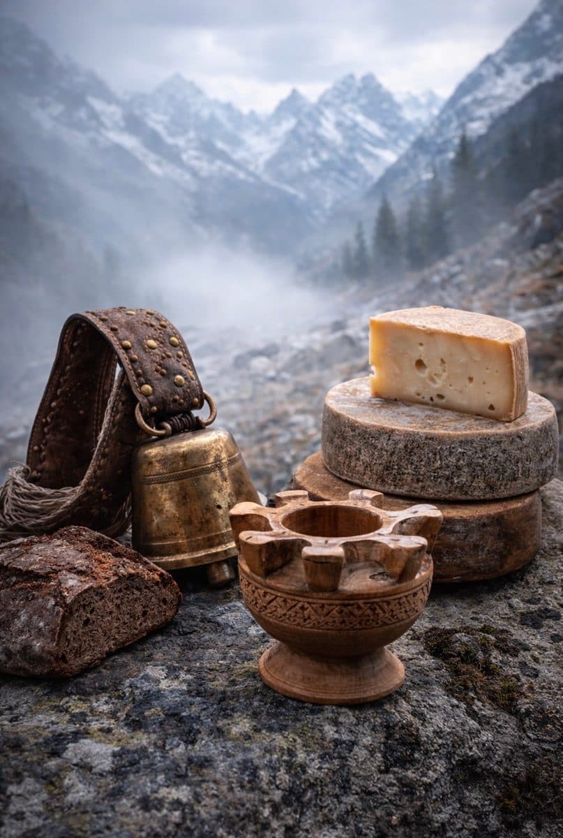 Aosta among alpine pastures and communities